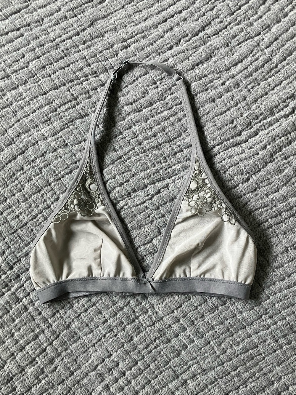 Aerie Lace Floral Applique Halter Bralette
